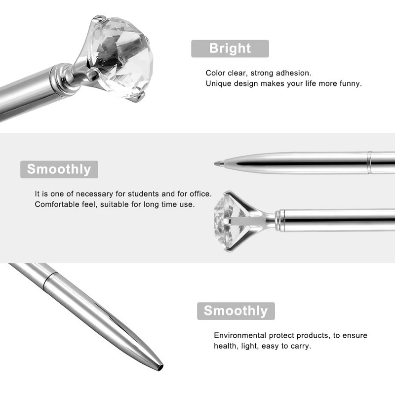 Pulpen Tulisan Berlian Portabel Untuk Pelajar Bolpoin Kristal Besar Mewah Perlengkapan Alat Tulis Rumah Kantor Sekolah