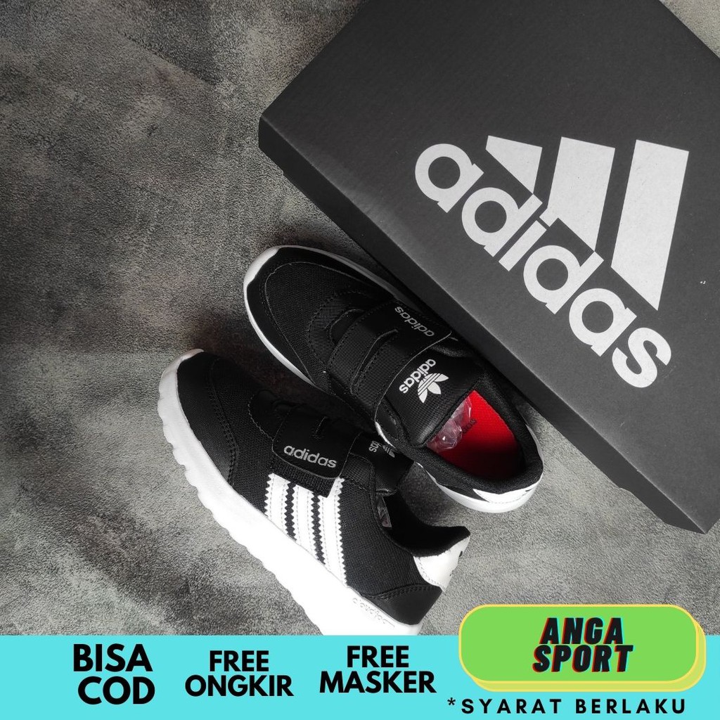 SEPATU ANAK SEKOLAH ADIDAS PEREKAT HITAM PUTIH MADE IN VIETNAM SEPATU SNEAKERS ANAK LAKI LAKI PEREMPUAN SEPATU SPORT COWOK SIZE 31-35