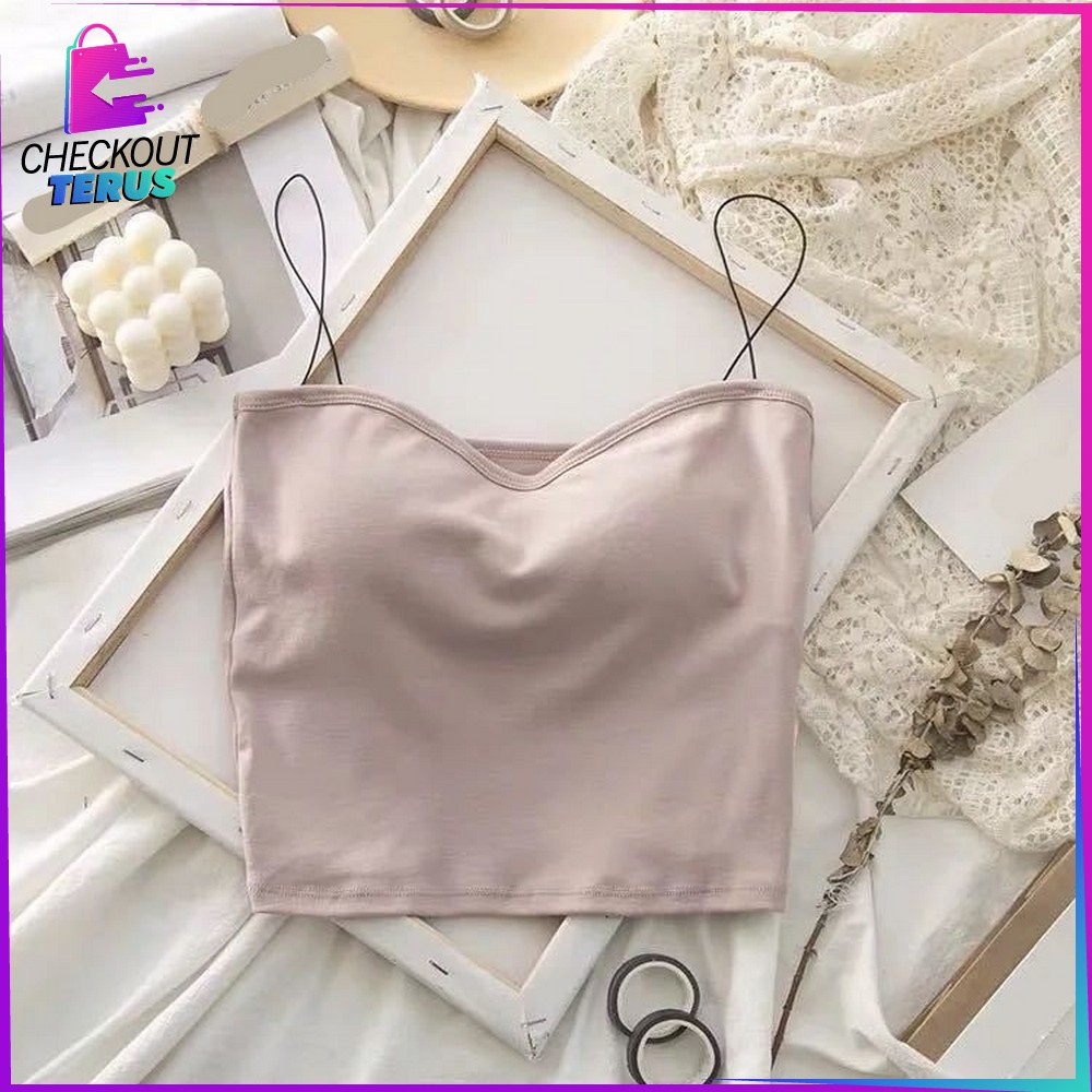 CT P108 Tanktop Bra With Cup Korea Style Atasan Wanita Crop Top Bra Pakaian Dalam Wanita