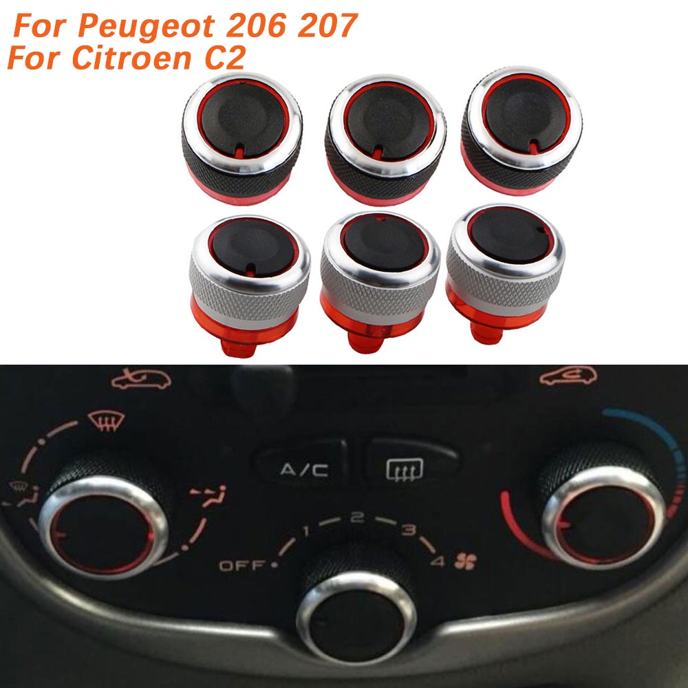 3 Pcs / set Tombol Saklar Kenop Ac Mobil Untuk Peugeot 206 207 2006-2011 Citroen C2 2007-2011