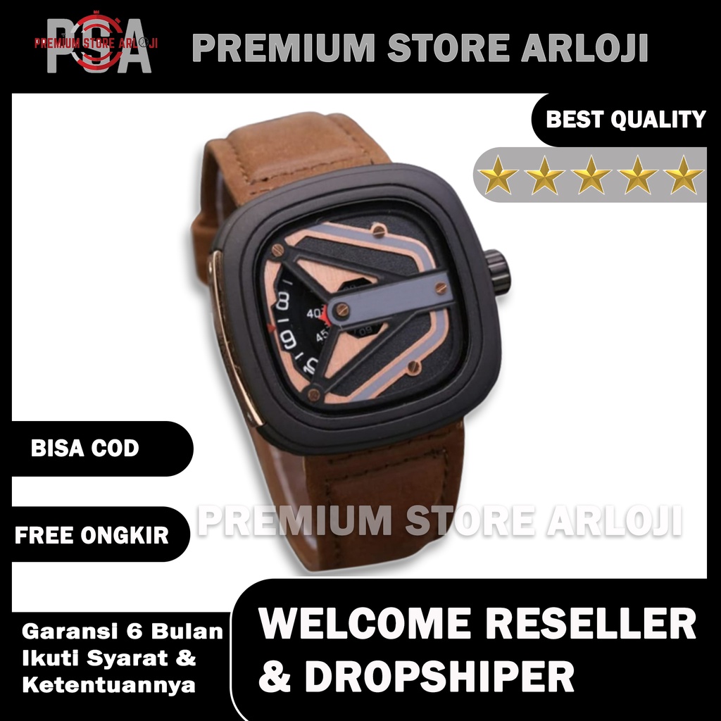 Grosiran Jam Tangan Pria 7Friday 480ET Analog Tali Kulit Free Baterai Cadangan (BISACOD)