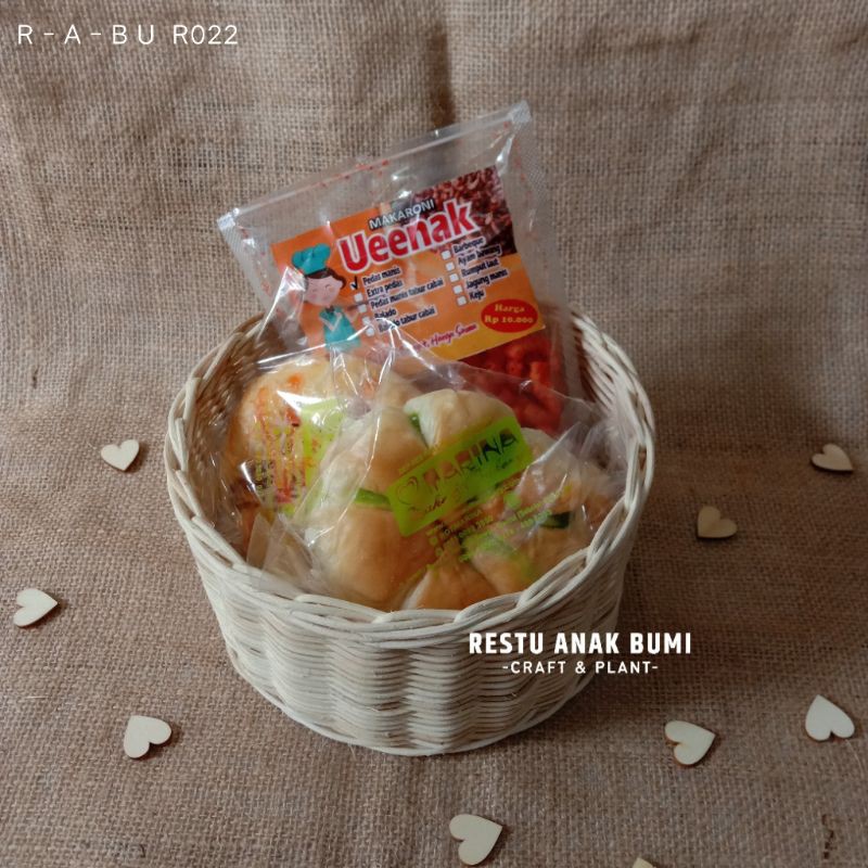 (R022) Bowl Rotan Bulat Sedang 19cm| Keranjang Bundar|Tempat Buah|Wadah Make Up|Pot|Hampers|Pensil |