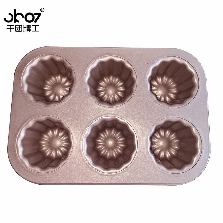 Loyang Canele 6 lubang Gold Canelle Cake Mould bake pan 6 cup