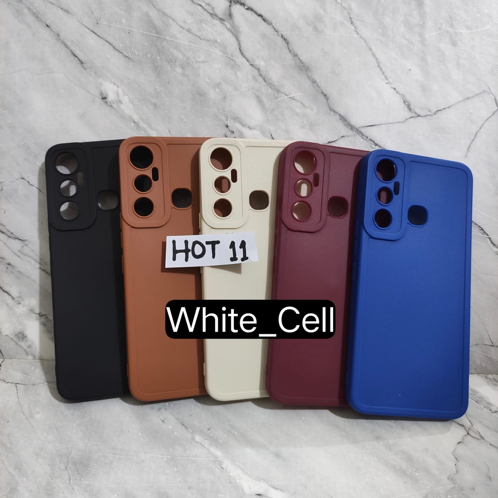 SoftCase Pro Camera Silicon Matte Case Full Cover Infinix Hot 11 Hot 11s NFC Hot 11 play Hot 10 Play White_Cell