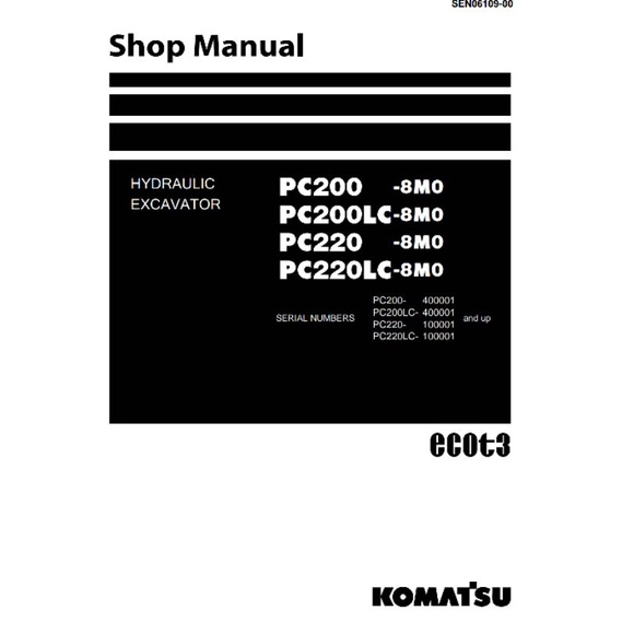 

shop manual excavator komatsu PC 200-8M0