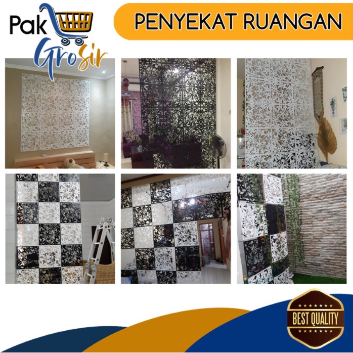 PENYEKAT RUANGAN VINTAGE 3D PVC TIRAI GANTUNG PARTISI HIASAN DINDING