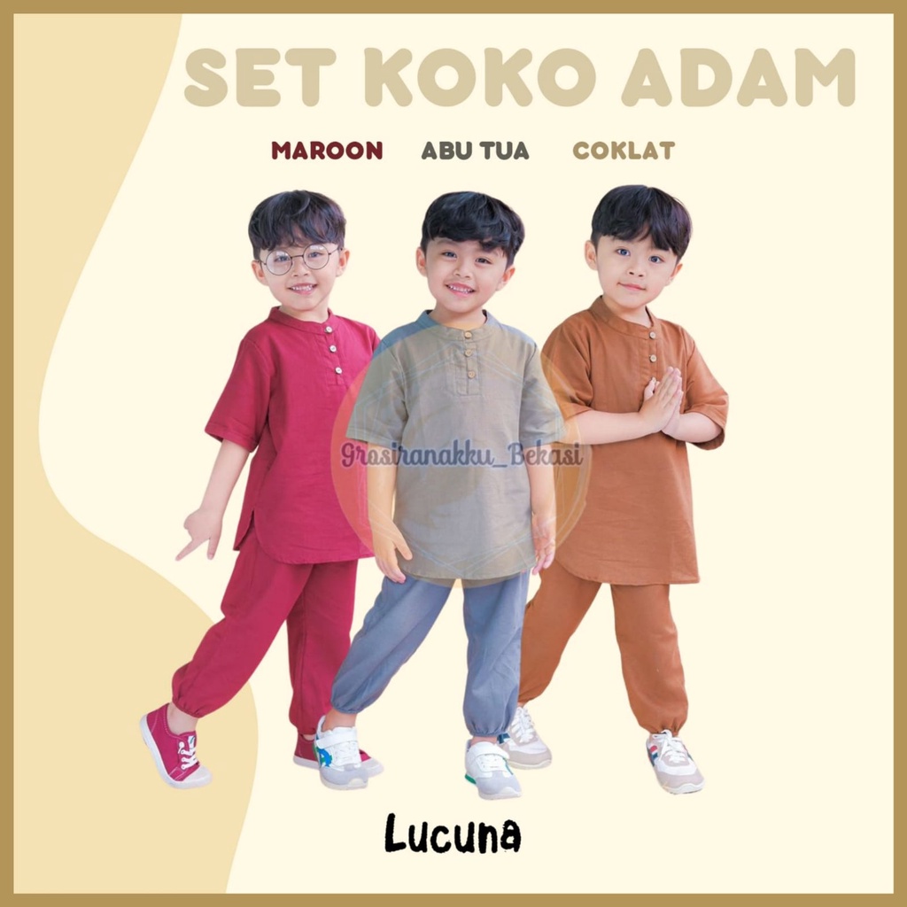 Setelan Anak Koko Adam Lucuna Linen Mix Warna 1-5 T