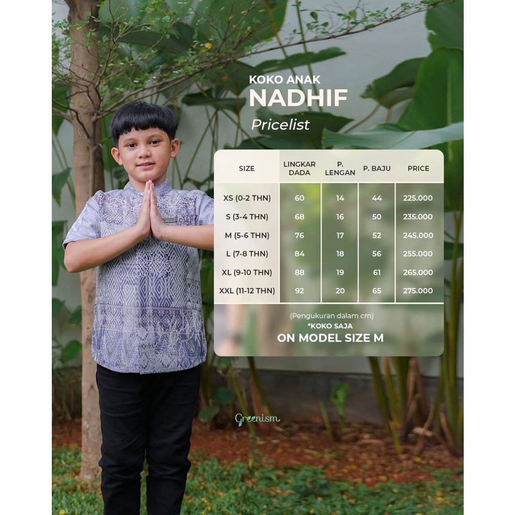 Greenism Sarimbit Motif Nadhira &amp; Nadhif Koko Kids Short Quality Premium Syari'i - Family Set Sarimbit Greenism