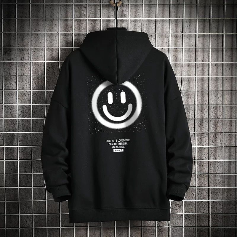 SMILE BLACK HOODIE Sweater Jumper Hoodie Oversize Pria Wanita-Hoodie Terbaru OOTD Casual Fashion Terkini Korean Style