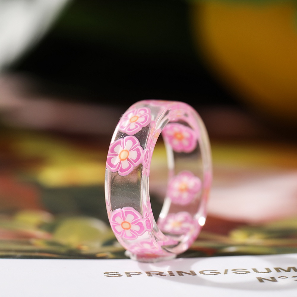 YEEZII Personalized Colorful Transparent Ring Resin Round Shape Ins Style Rings Women Jewelry Gifts