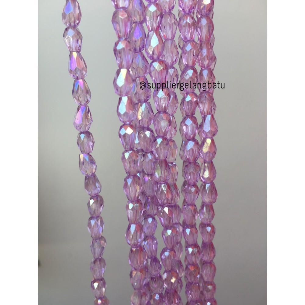 kristal Ceko tetes 10 x 6mm PURPLE UNGU crystal bening dagu PREMIUM supplier aksesoris grosir craft