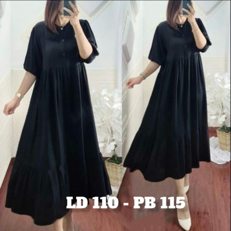 MIDI DRESS LENGAN BALON /FUUL  RAYON PRIMIUM SUPER ADEM