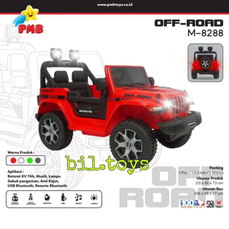 MOBIL AKI ANAK PMB 8288 JEEP OFF-ROAD RUBICON REMOTE MAINAN MOBIL TUNGGANG AKI M-8288 OFF ROAD MOBIL AKI ANAK MURAH