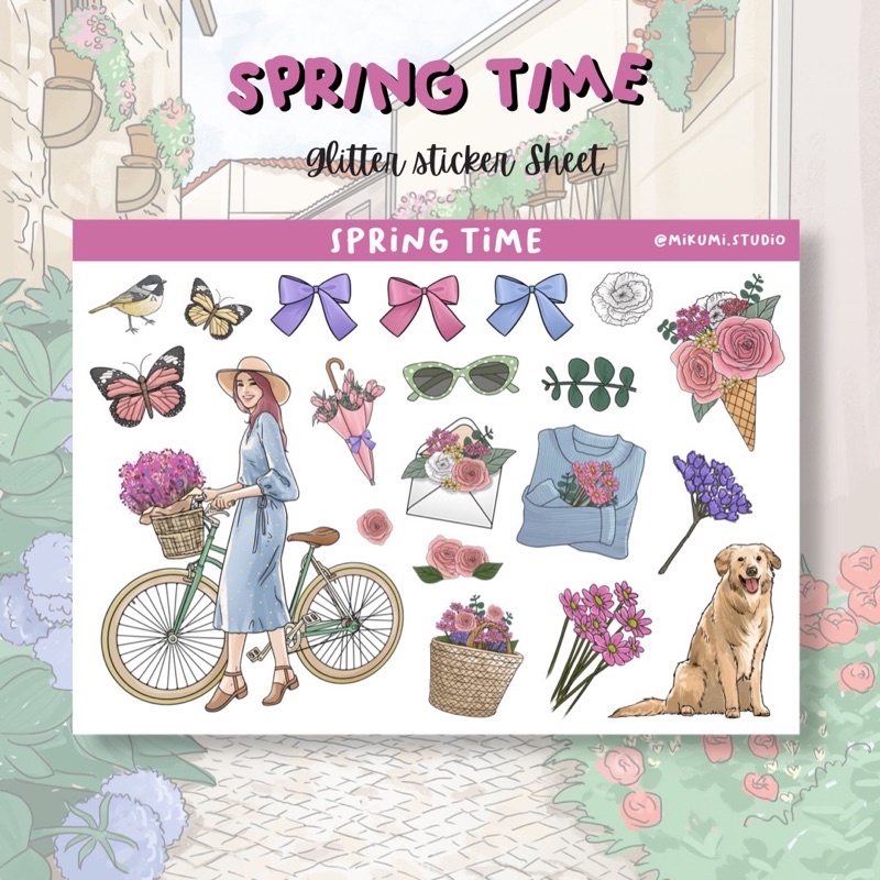 

[MIKUMI] Spring Time Sticker Sheet | Glitter Sticker | Kiss Cut sticker | Deco sticker | Journaling Kits | Bujo Kits | Planner Sticker | Stiker Planner | Sticker Lucu | Sticker Planner | Sticker Bujo | Deco Kit | Scrapbook Sticker