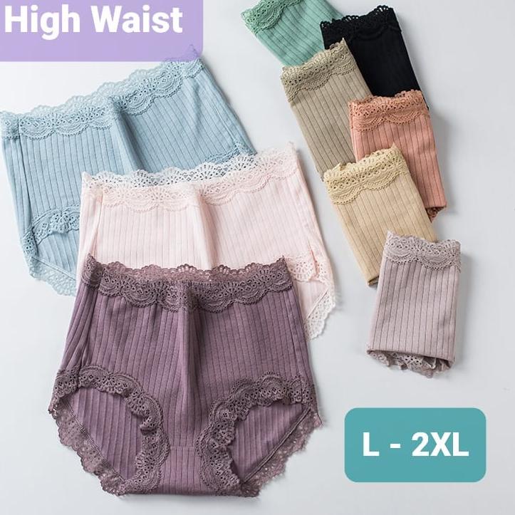 Viral C027 / CELANA DALAM WANITA HIGH WAIST LACE BIG SIZE JUMBO / CD IMPORT / RENDA |Borong|Kualitas