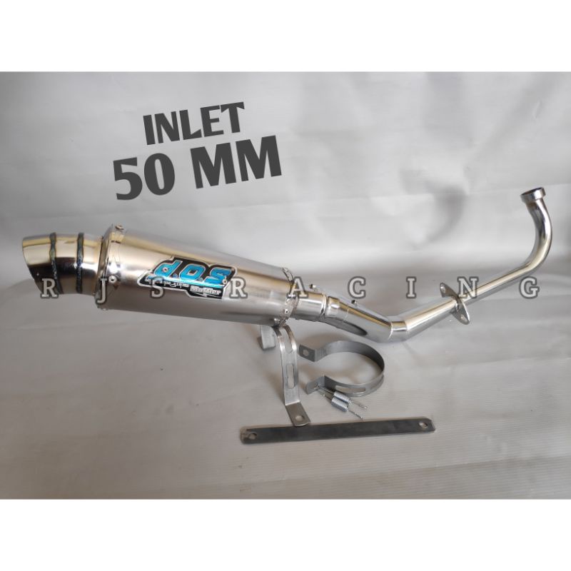 Knalpot Racing RCB DOS JRM INLET 50 MM  FULL SYSTEM Beat Fi/New B,eat Karbu Mio Sporty MIO Smile Mio M3 /J / Z Mio GT Xeon GT/RC Xeon karbu Scoopy  Soul GT Fino Fi X Ride Spin Nex SKY WIF Vario 110 Karbu Vario 125 Old Vario 125/150 Led Freego Fazzio Genio