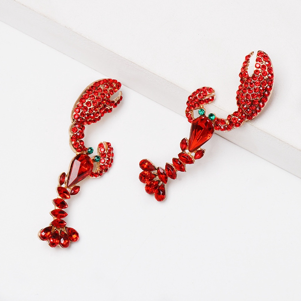 Hu Hu Hu Hu Hu Alat Bantu Pasang Kacamata♡ Anting Kait Gantung Wanita Desain Lobster Hias Berlian Imitasi Gaya Sexy Kreatif Untuk Hadiah