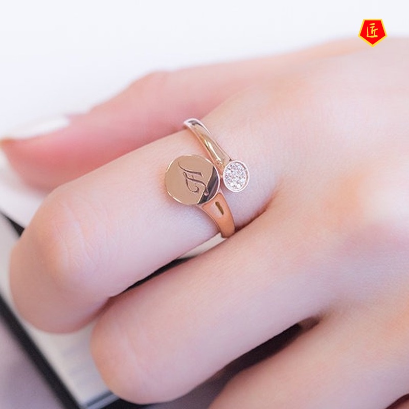 [Ready Stock]Creative 18K Rose Gold Letter H Ring