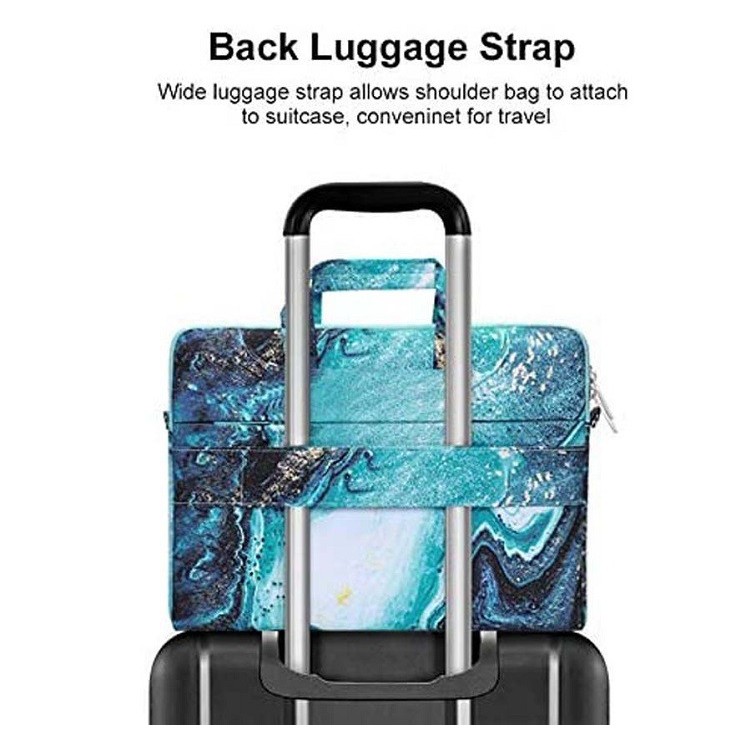 Tas Laptop Selempang Mosiso Shoulder Strap Blue Watercolor 13 14 15 16 inch