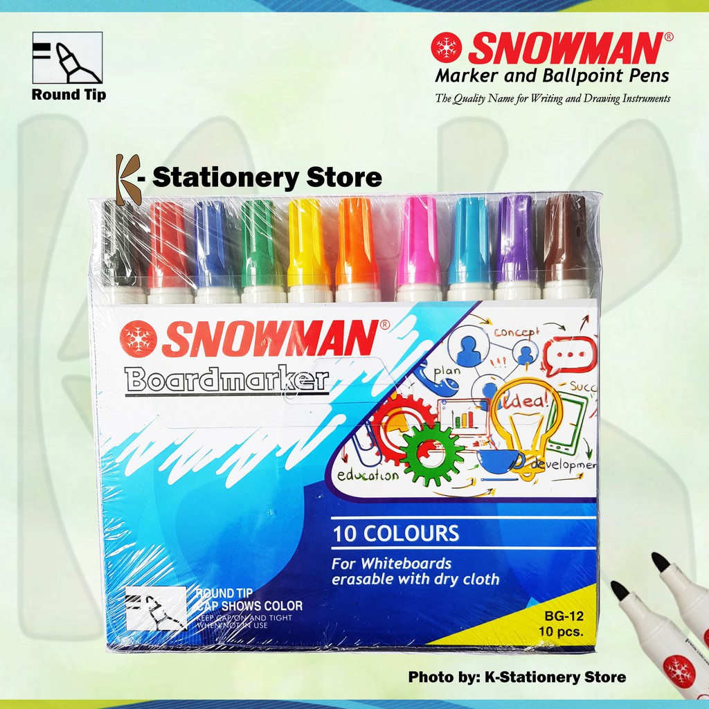 

mdn Spidol Papan Tulis / Whiteboard Marker Snowman ( Assorted 10 Colours )