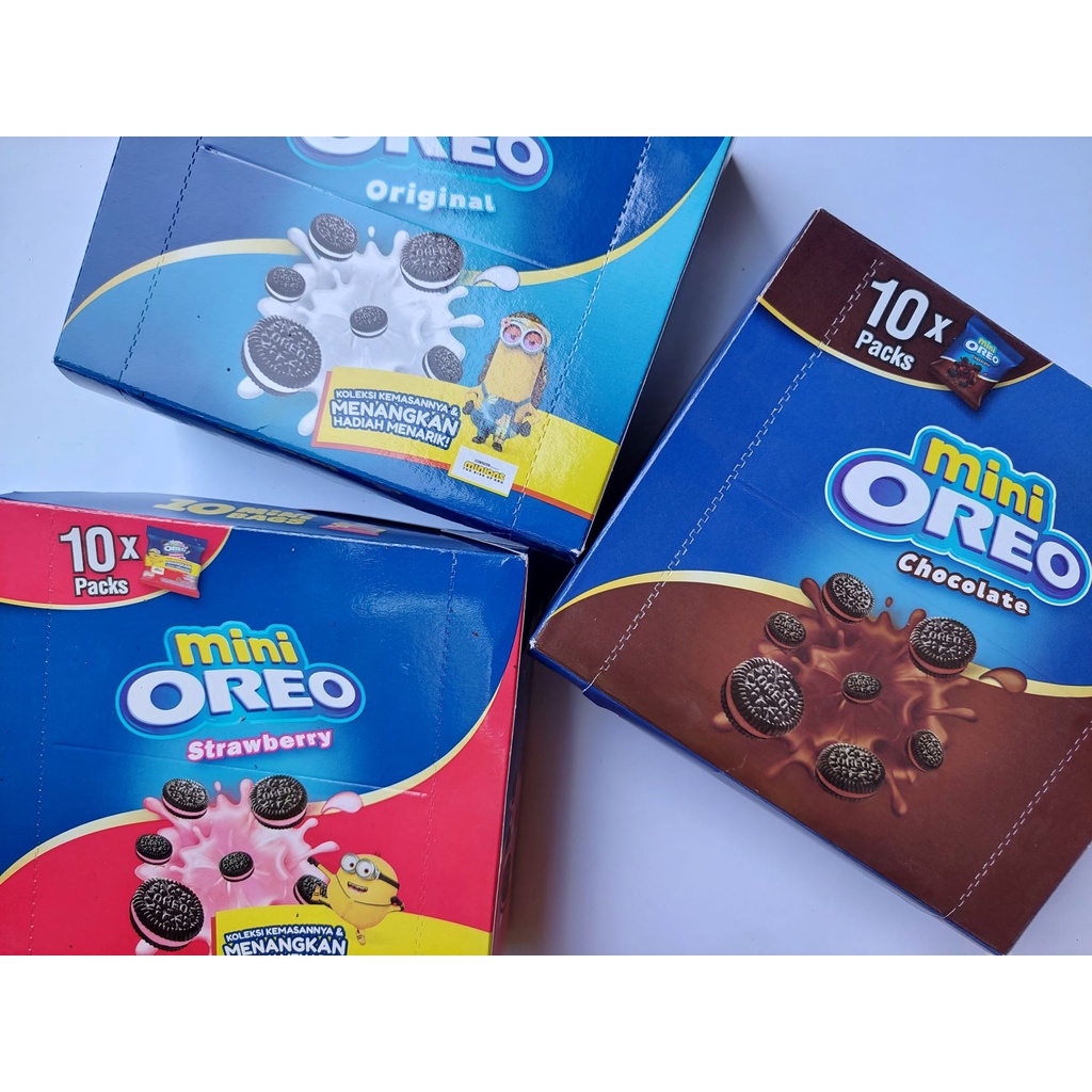 

Oreo Mini Packs 1 box isi 10 pcs Rasa Original/Coklat/Strawberry 1 Box Isi 10 x 20gr