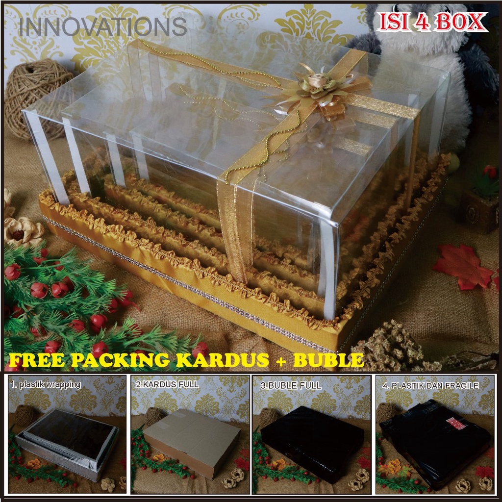 Box Hantaran Seserahan Mika Tile Silver 1 Set Isi 4 Box -