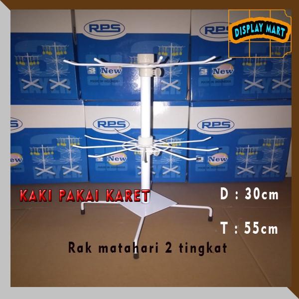 Rak display matahari aksesoris 2 tingkat gantungan aksesoris masker