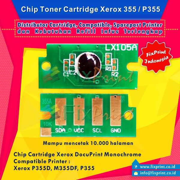 Chip Toner Cartridge Xerox P355D M355DF 355df Monochrome