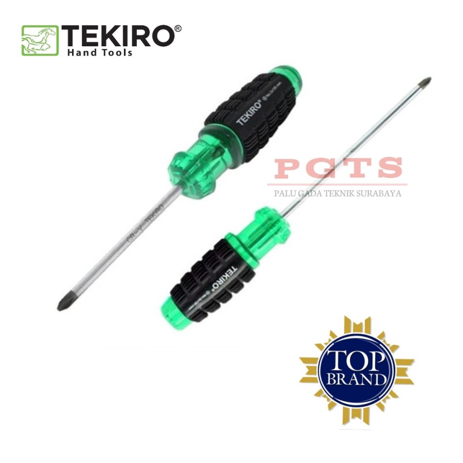 TEKIRO OBENG GAGANG KARET HIJAU PLUS (+) KEMBANG CUSHION GRIP SCREWDRIVER PH2 6 X 250MM / PH 2 6 X 2