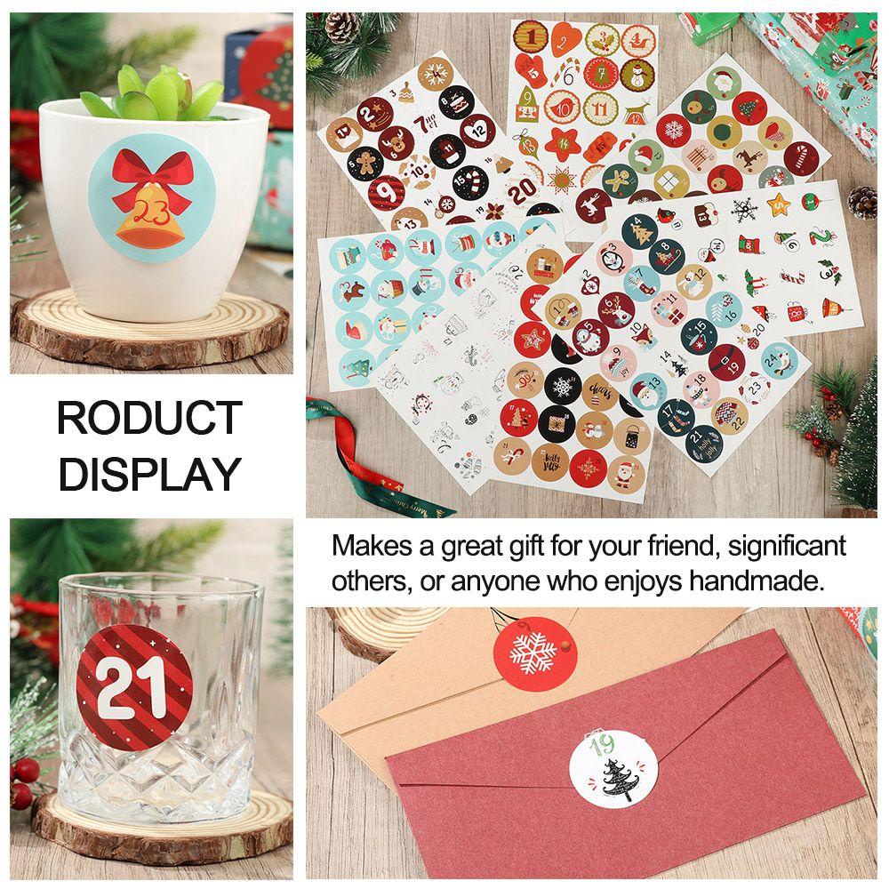 R-flower 5lembar Kalender Adven Cookie Gift Packaging Sealing Label Perekat Merry Christmas