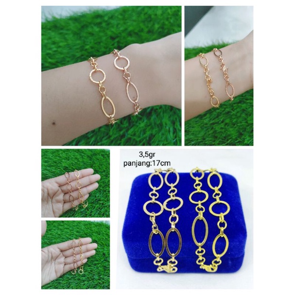 GELANG RANTAI HOLLO BULAT UKIR/GELANG ASLI PERAK 925 LAPIS EMAS/ASLI PERHIASAN SILVER/GELANG FASHION WANITA