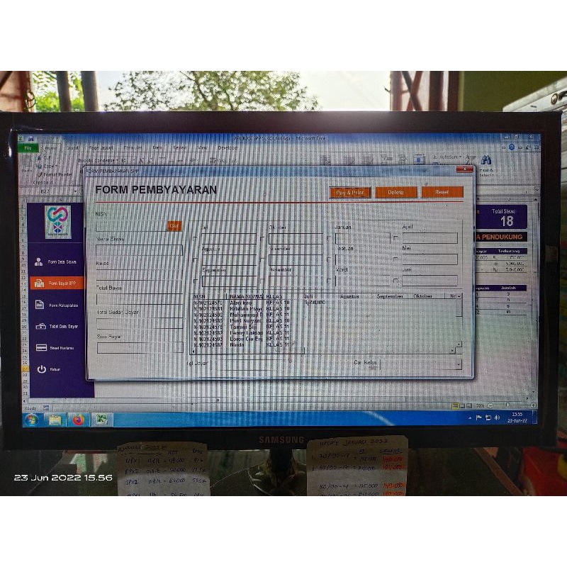 Aplikasi Pembayaran Sekolah ExcelVba