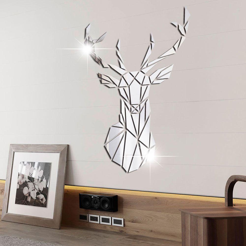 Populer Stiker Kepala Rusa 3D Gaya Modern Dekorasi Rumah Banyak Ukuran Wall Art