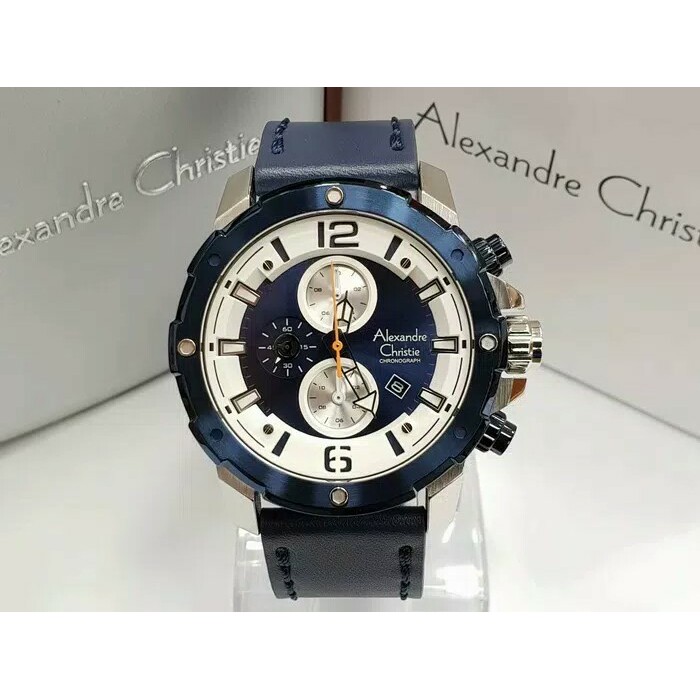 Jam Tangan Pria Alexandre Christie AC 6410MCL BIRU SILVER PUTIH