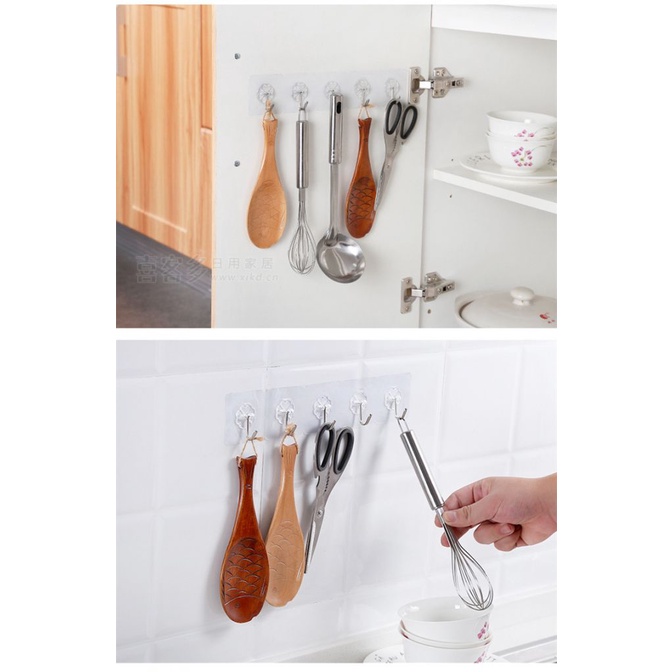 Strong invisible cartoon hook wall kitchen adhesive hook creative nail - free suction cup hook bathroom OW