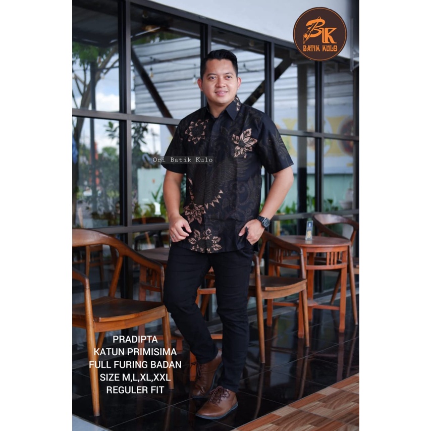 Batik pria lengan panjang HITAM COKLAT modern ORIGINAL BAJU PREMIUM KEKINIAN SOLO MURAH TERBARU &quot;KULO&quot;