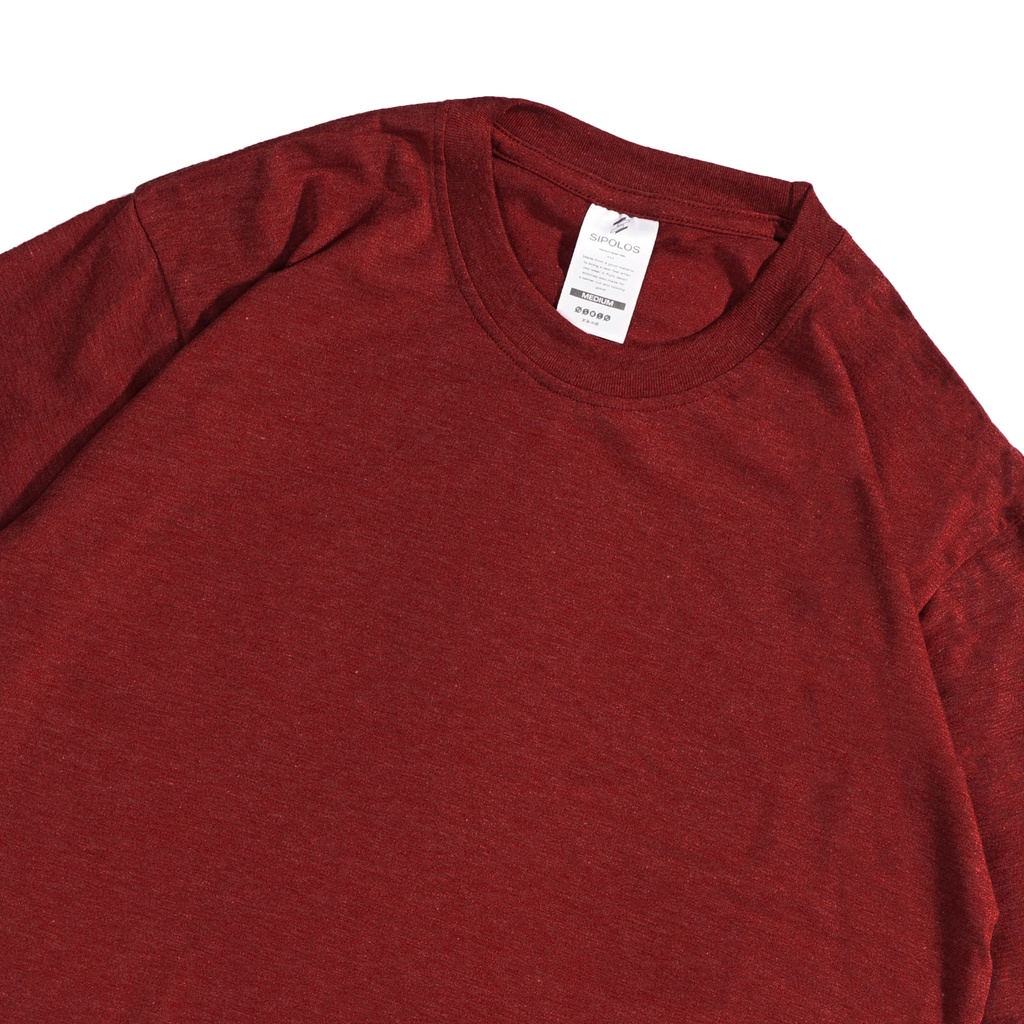 Sipolos Kaos Polos Pria Wanita Lengan Pendek Cotton Twotone Regular Fit-Red Maroon