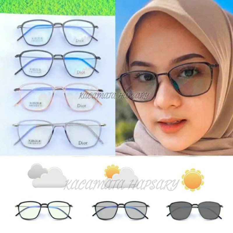 Frame Kacamata Wanita Terbaru &amp; Trendy Free Lensa PHPTOCROMIC Minus, Plus Dan Anti UV 2189