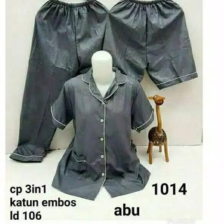 Ready piyama baju  tidur  CP 3 in 1 satin  embos  Shopee 