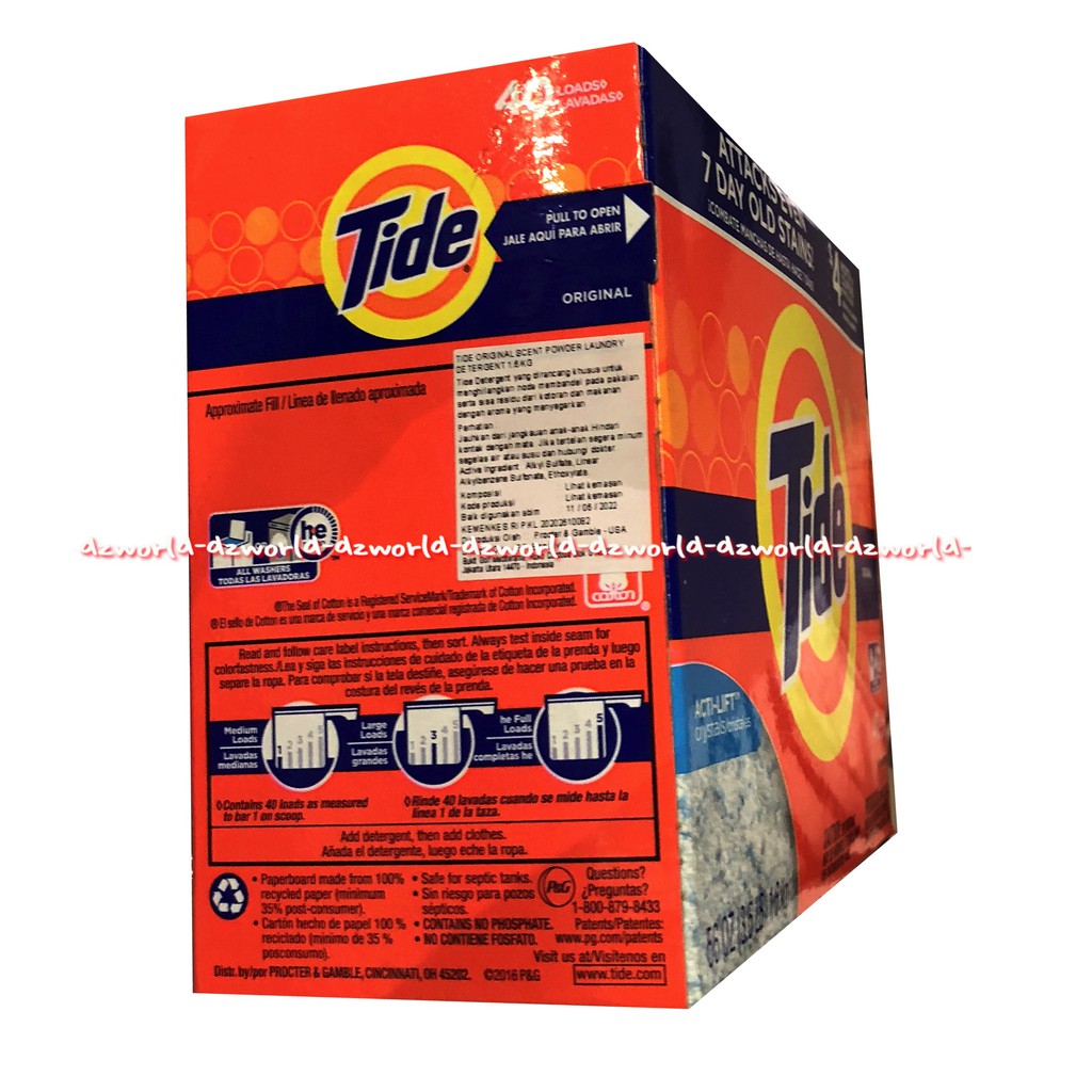 Tide Detergent Powder 1.6kg Tide Deterjen Bubuk Sabun Cuci Baju Sabun Cuci Pakaian Kemasan Kotak Taid Orange Putih