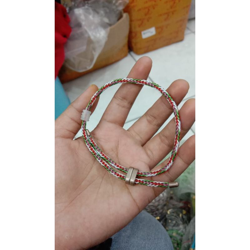 (free 4stoper) gelang ongsrot kunci brown/ gelang serut/ gelang waterproof/gelang tumpuk kunci brown