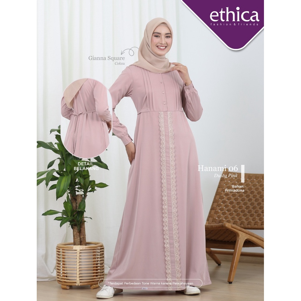 Ethica - Gamis Wanita - Gamis - Gamis Busui - Dress - Hanami 06 Pink - Black