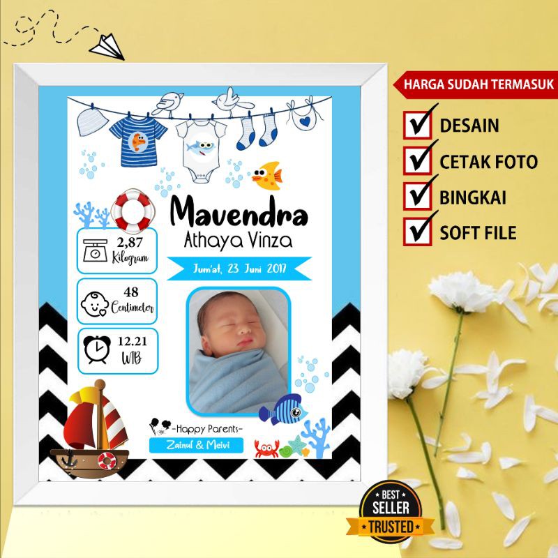 FRAME BIODATA BAYI MINIMALIS/KADO KELAHIRAN AESTHETIC/BINGKAI BIODATA ANAK/MINIMALIS/AESTHETIC