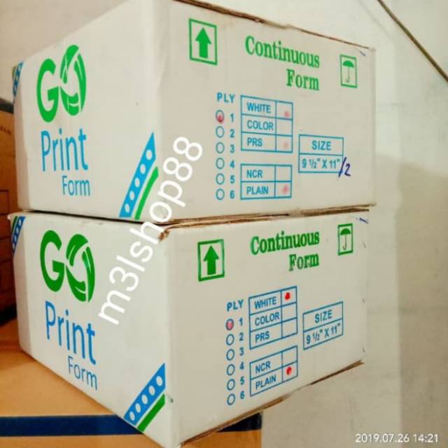 

Kertas komputer rangkap 1 / continuous form / kertas print 1 ply merk Go print