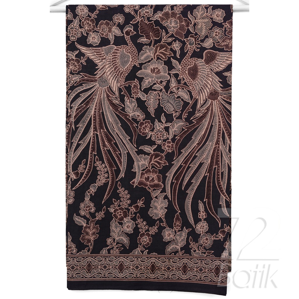 KAIN BATIK KATUN Premium Motif Dwi Cendrawasih Warna Hitam Ireng Coklat 721068 Cap 72 Jarik Jarit Samping Kebat Panjang Batik Katun Modern Premium Bahan Seragam Batik Pernikahan Kantor Keluarga Murah Kamen Jadi Batik Bali Lembaran