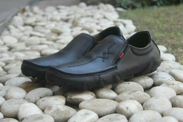 XSHOESBDG.ID x Emsi Sepatu Pria Slip On Hitam Pria Santai Casual Formal Kulit Asli Kerja Kondangan