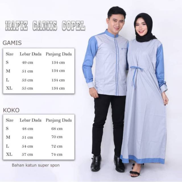HAFIZ GAMIS COUPLE KEMEJA ABU KOMBINASI BIRU MUDA
