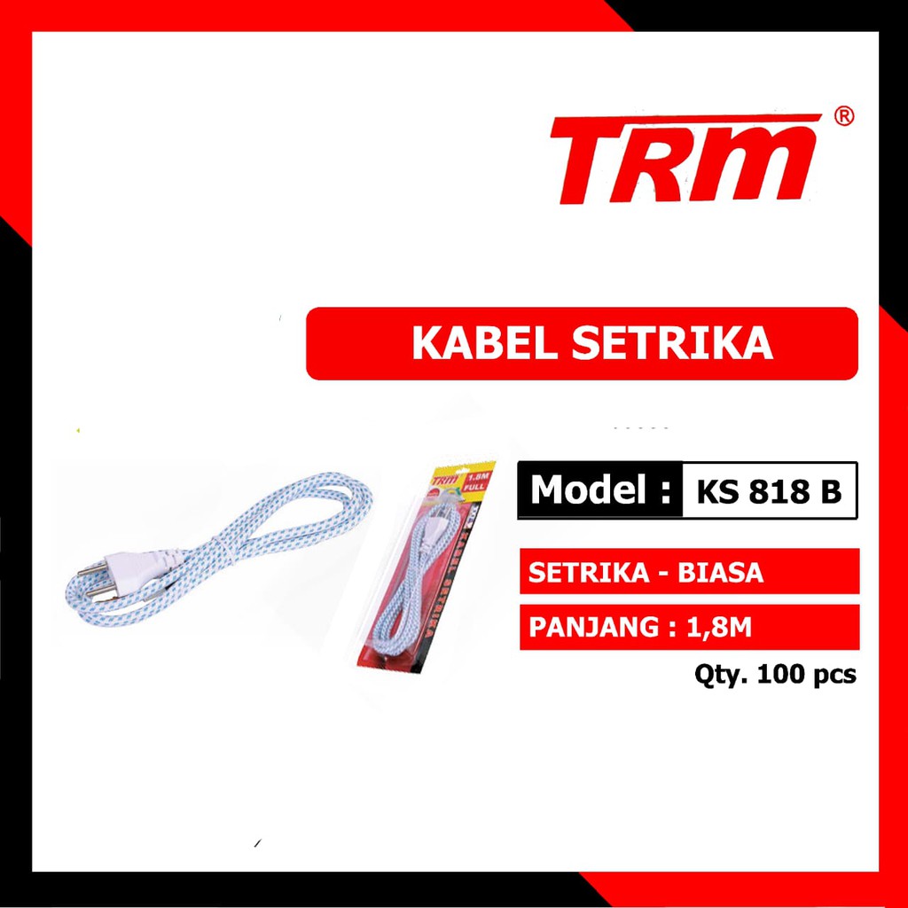 TRM KS-818B Kabel Setrika Otomatis Kepala Steker Biasa Gepeng 1,8 Meter