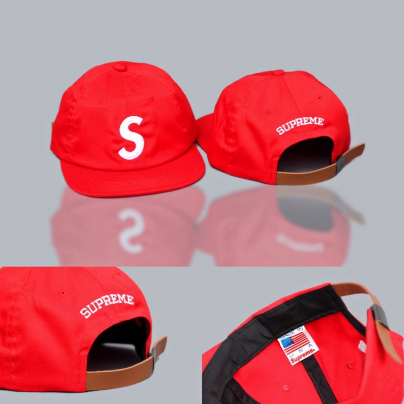 Topi Polo Cap Supreme Logo S Red Strapback High Quality
