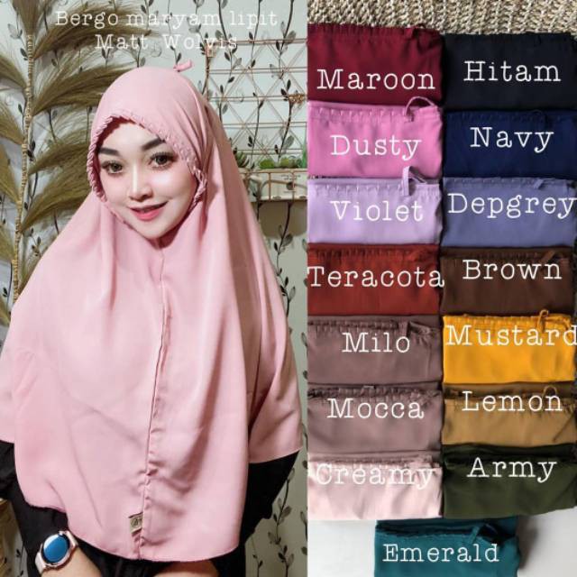 Bergo Maryam Lipit/Bargo Maryam Lipit / Bergo Lipit / Maryam KCB / Khimar Lipit / Jilbab Bergo Lipit